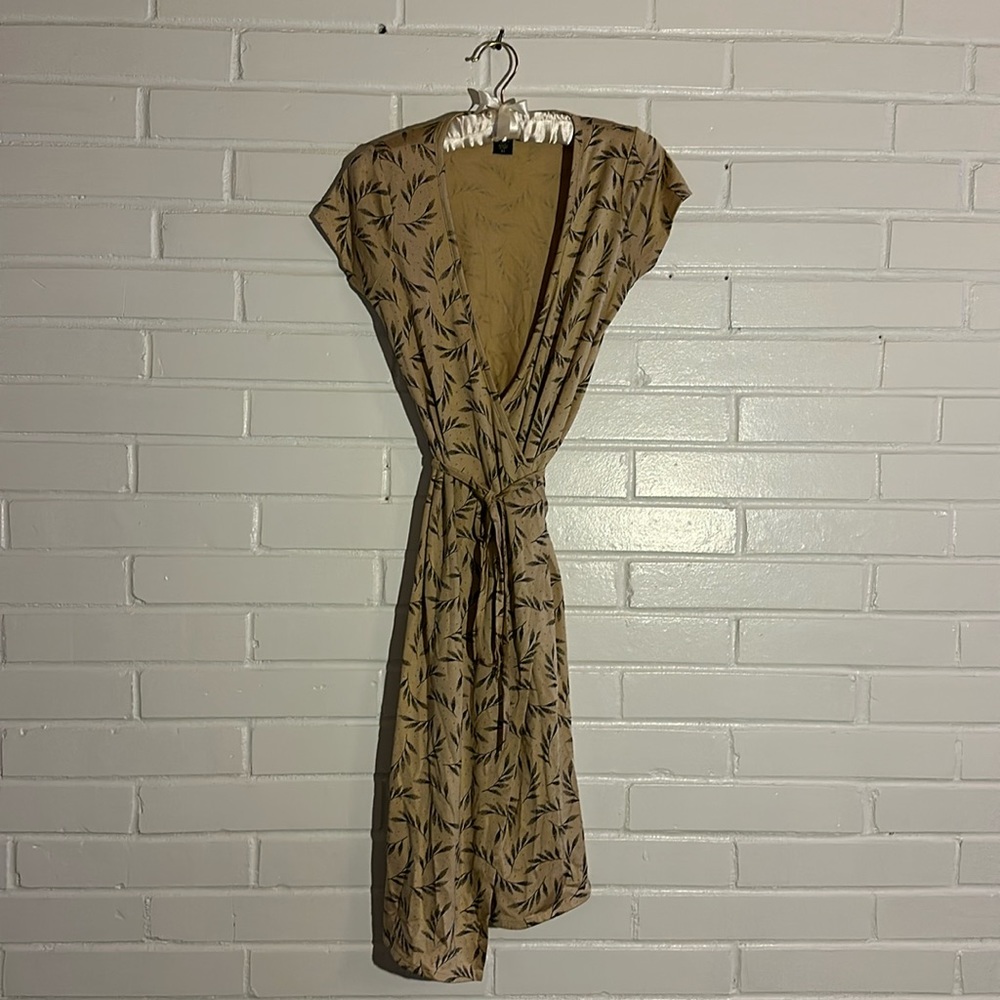 Banana Republic Silk Blend Palm Leaf Wrap Dress
